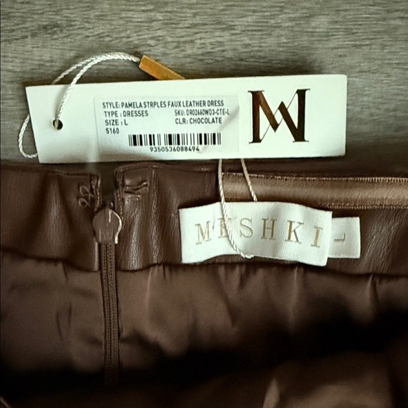 NEW MESHKI PAmela Strapless Faux Leather Dress Large - Picture 10 of 10